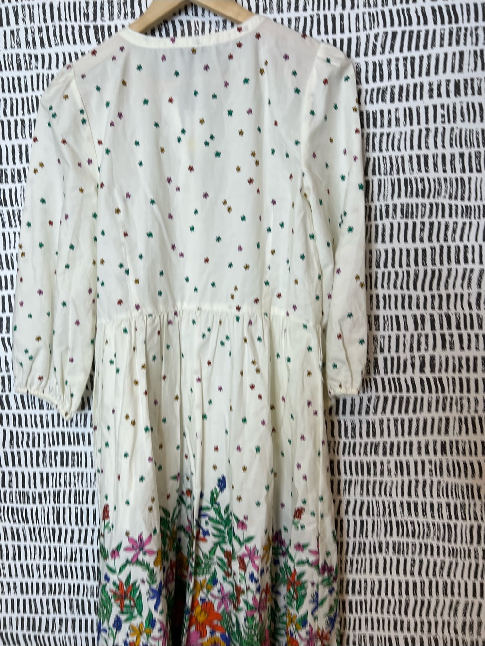 Talbots Floral Border Print Midi Dress White Cottagecore Tie Waist Dress - Picture 10 of 14